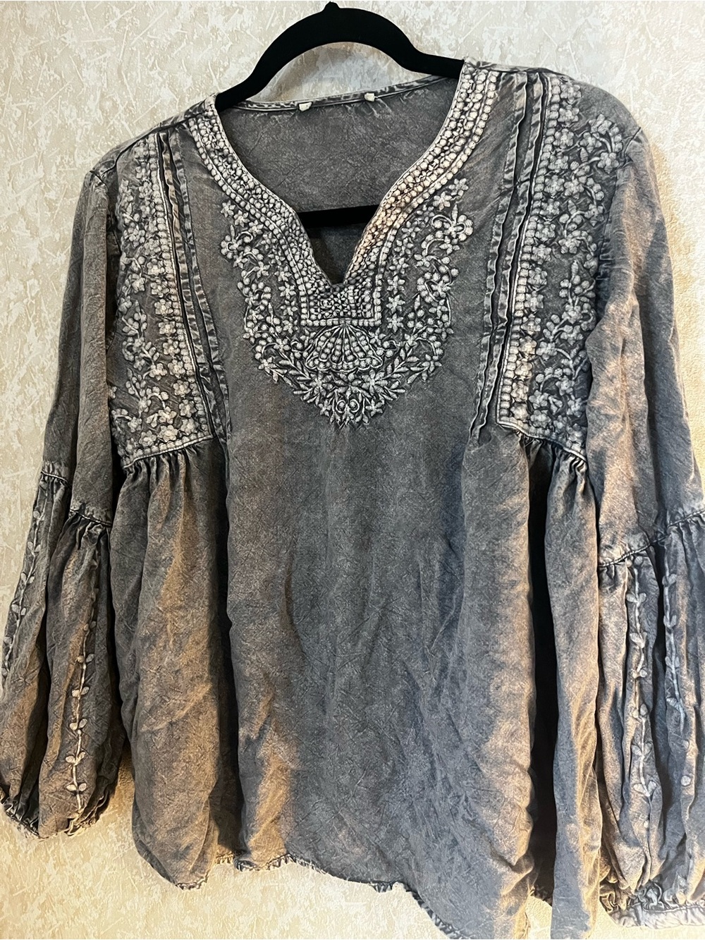 Solitaire Gray Embroidered Boho Tunic
